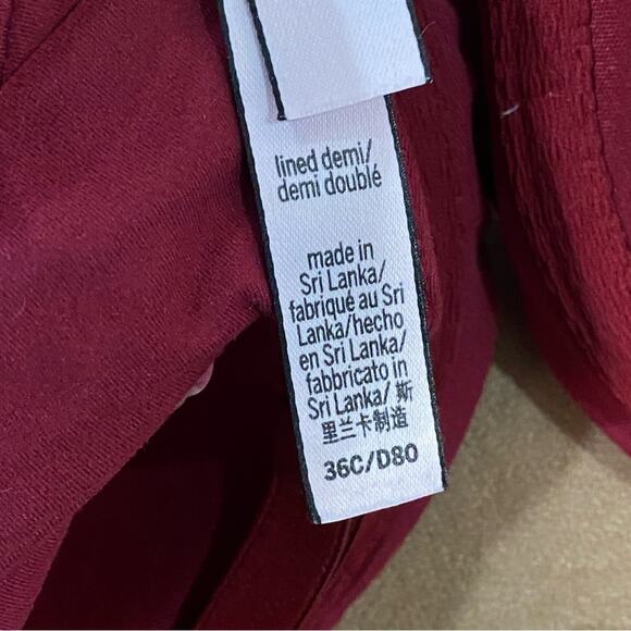 Victorias Secret Body by Victoria Size 36C Lined Demi Underwire Bra Burgundy - Picture 4 of 5